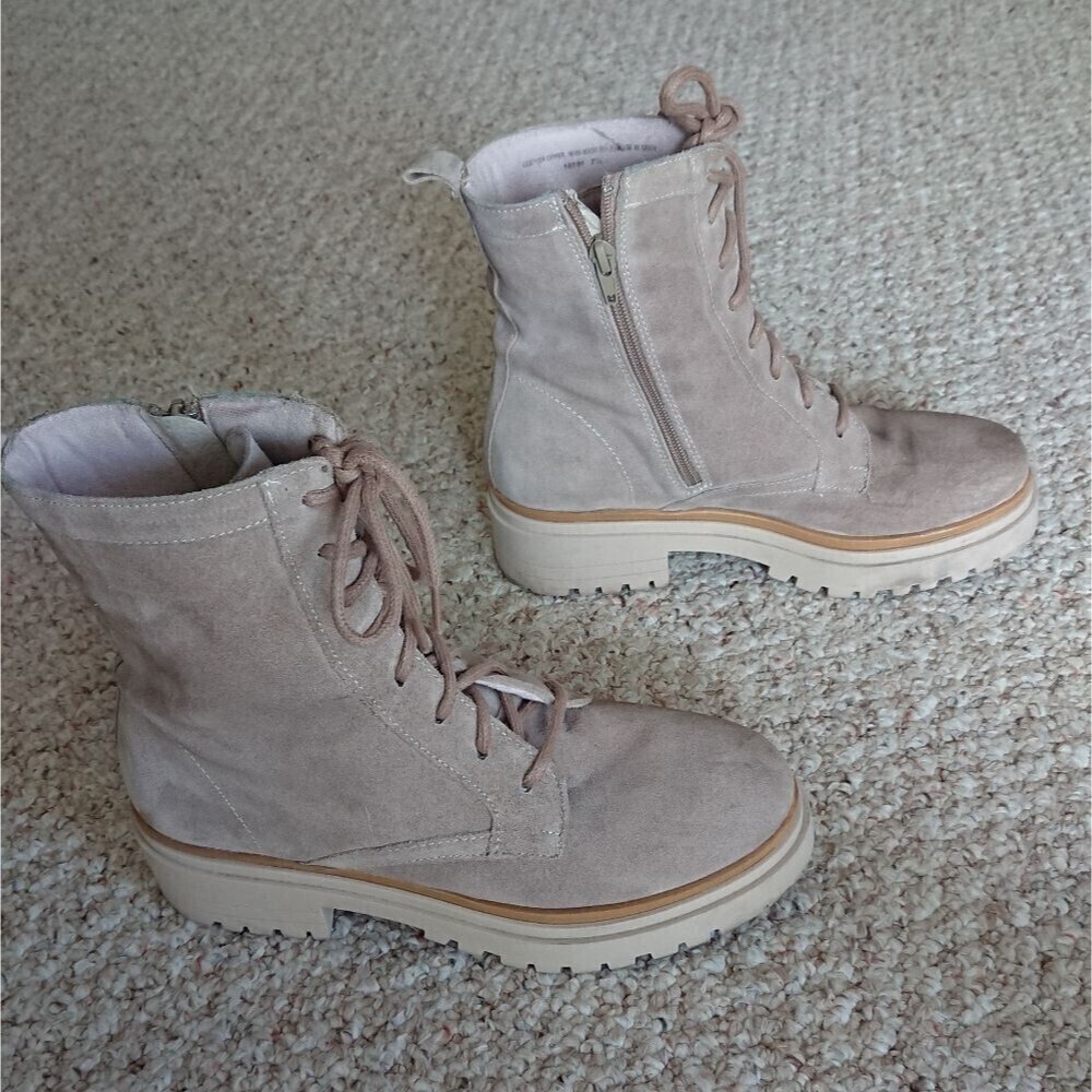 Bertuchi Leather Combat Boots Suede Lace Up Lug Boots size 7.5